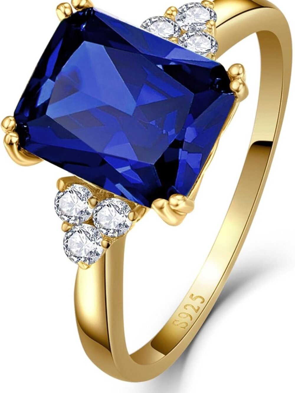 Stunning 3.5CT Radiant Cut Gemstone Ring - Sapphire, Emerald, Amethyst, Ruby